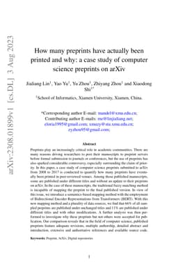 How many preprints have actually been printed and why: a case study of
  computer science preprints on arXiv