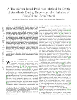 A Transformer-based Prediction Method for Depth of Anesthesia During
  Target-controlled Infusion of Propofol and Remifentanil