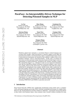 ParaFuzz: An Interpretability-Driven Technique for Detecting Poisoned
  Samples in NLP