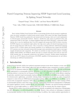 Paired Competing Neurons Improving STDP Supervised Local Learning In
  Spiking Neural Networks