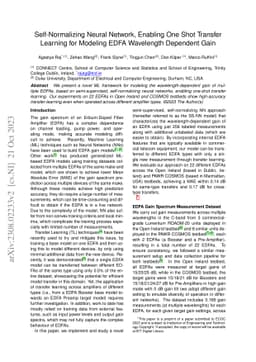 Self-Normalizing Neural Network, Enabling One Shot Transfer Learning for
  Modeling EDFA Wavelength Dependent Gain