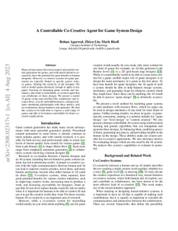 A Controllable Co-Creative Agent for Game System Design