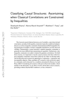 Classifying Causal Structures: Ascertaining when Classical Correlations
  are Constrained by Inequalities