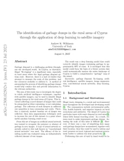 The identification of garbage dumps in the rural areas of Cyprus through
  the application of deep learning to satellite imagery