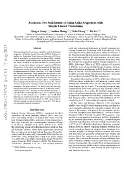 Attention-free Spikformer: Mixing Spike Sequences with Simple Linear
  Transforms