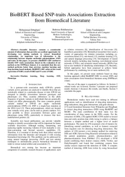 BioBERT Based SNP-traits Associations Extraction from Biomedical
  Literature