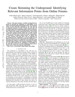Cream Skimming the Underground: Identifying Relevant Information Points
  from Online Forums