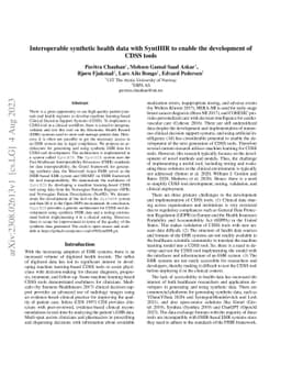 Interoperable synthetic health data with SyntHIR to enable the
  development of CDSS tools
