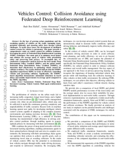 Vehicles Control: Collision Avoidance using Federated Deep Reinforcement
  Learning