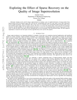 Exploring the Effect of Sparse Recovery on the Quality of Image
  Superresolution