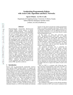 Synthesizing Programmatic Policies with Actor-Critic Algorithms and ReLU
  Networks