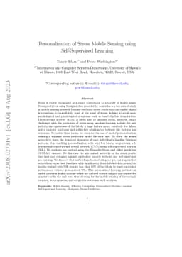 Personalization of Stress Mobile Sensing using Self-Supervised Learning