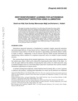 Deep Reinforcement Learning for Autonomous Spacecraft Inspection using
  Illumination