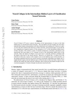 Neural Collapse in the Intermediate Hidden Layers of Classification
  Neural Networks
