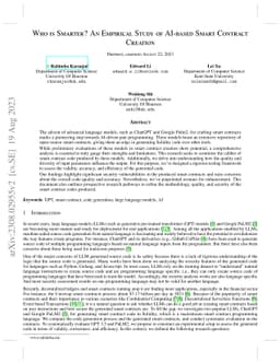 An Empirical Study of AI-based Smart Contract Creation
