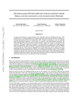 Generalized Oversampling for Learning from Imbalanced datasets and
  Associated Theory