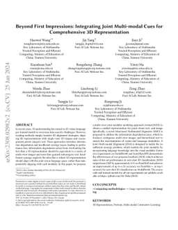 Beyond First Impressions: Integrating Joint Multi-modal Cues for
  Comprehensive 3D Representation