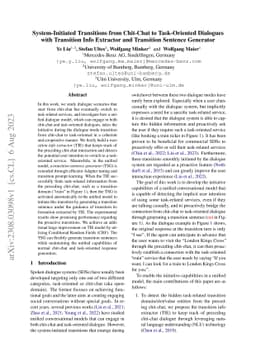 System-Initiated Transitions from Chit-Chat to Task-Oriented Dialogues
  with Transition Info Extractor and Transition Sentence Generator