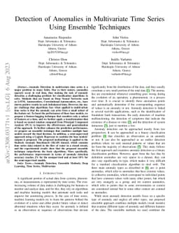 Detection of Anomalies in Multivariate Time Series Using Ensemble
  Techniques