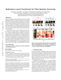 Redundancy-aware Transformer for Video Question Answering