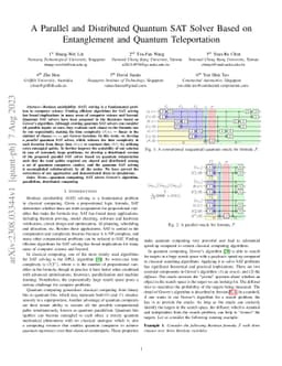 A Parallel and Distributed Quantum SAT Solver Based on Entanglement and
  Quantum Teleportation