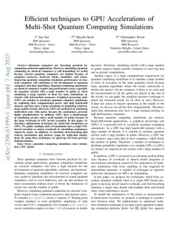 Efficient techniques to GPU Accelerations of Multi-Shot Quantum
  Computing Simulations