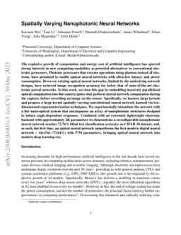 Spatially Varying Nanophotonic Neural Networks