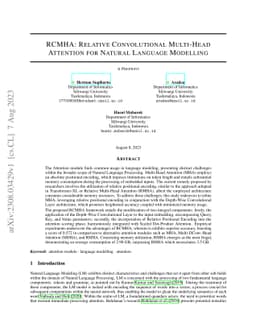 RCMHA: Relative Convolutional Multi-Head Attention for Natural Language
  Modelling
