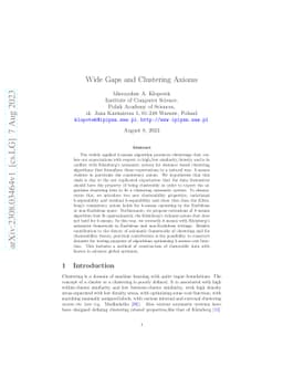 Wide Gaps and Clustering Axioms