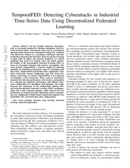 TemporalFED: Detecting Cyberattacks in Industrial Time-Series Data Using
  Decentralized Federated Learning