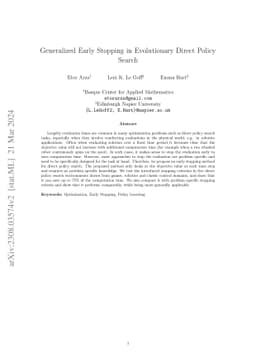 Generalized Early Stopping in Evolutionary Direct Policy Search