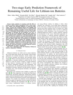 Two-stage Early Prediction Framework of Remaining Useful Life for
  Lithium-ion Batteries