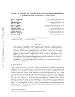 QDax: A Library for Quality-Diversity and Population-based Algorithms
  with Hardware Acceleration