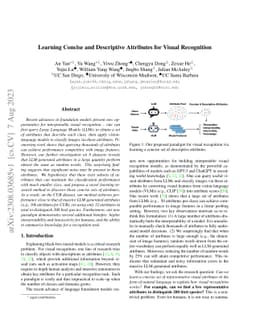 Learning Concise and Descriptive Attributes for Visual Recognition