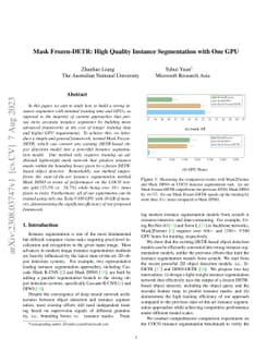 Mask Frozen-DETR: High Quality Instance Segmentation with One GPU