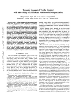 Towards Integrated Traffic Control with Operating Decentralized
  Autonomous Organization