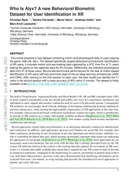 Who Is Alyx? A new Behavioral Biometric Dataset for User Identification
  in XR