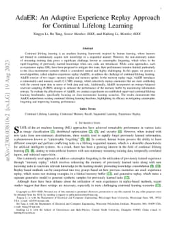 AdaER: An Adaptive Experience Replay Approach for Continual Lifelong
  Learning