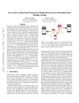 Eye-Shield: Real-Time Protection of Mobile Device Screen Information
  from Shoulder Surfing