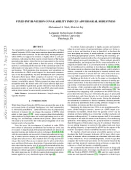 Fixed Inter-Neuron Covariability Induces Adversarial Robustness