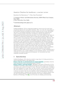 Assistive Chatbots for healthcare: a succinct review