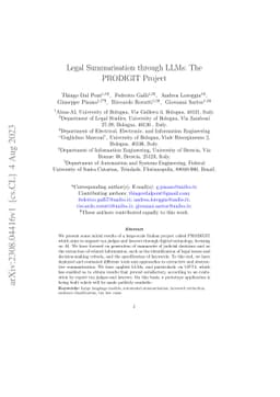 Legal Summarisation through LLMs: The PRODIGIT Project