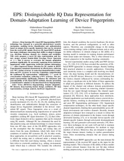 EPS: Distinguishable IQ Data Representation for Domain-Adaptation
  Learning of Device Fingerprints
