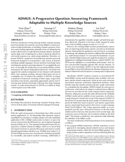 ADMUS: A Progressive Question Answering Framework Adaptable to Multiple
  Knowledge Sources