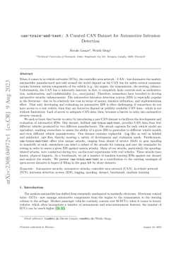 can-train-and-test: A Curated CAN Dataset for Automotive Intrusion
  Detection