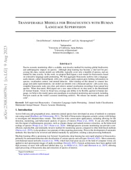 Transferable Models for Bioacoustics with Human Language Supervision