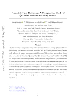 Financial Fraud Detection: A Comparative Study of Quantum Machine
  Learning Models
