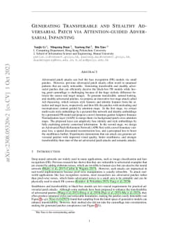 Generating Transferable and Stealthy Adversarial Patch via
  Attention-guided Adversarial Inpainting