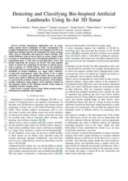 Detecting and Classifying Bio-Inspired Artificial Landmarks Using In-Air
  3D Sonar