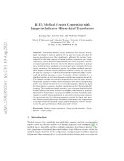 IIHT: Medical Report Generation with Image-to-Indicator Hierarchical
  Transformer